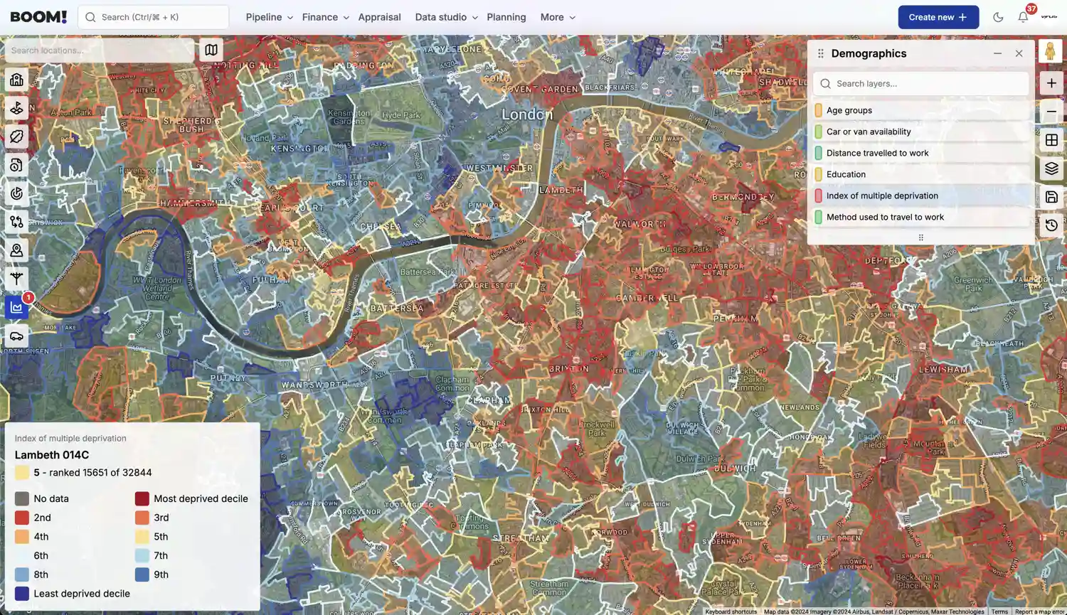 BOOM! Data Studio Demographics screenshot light