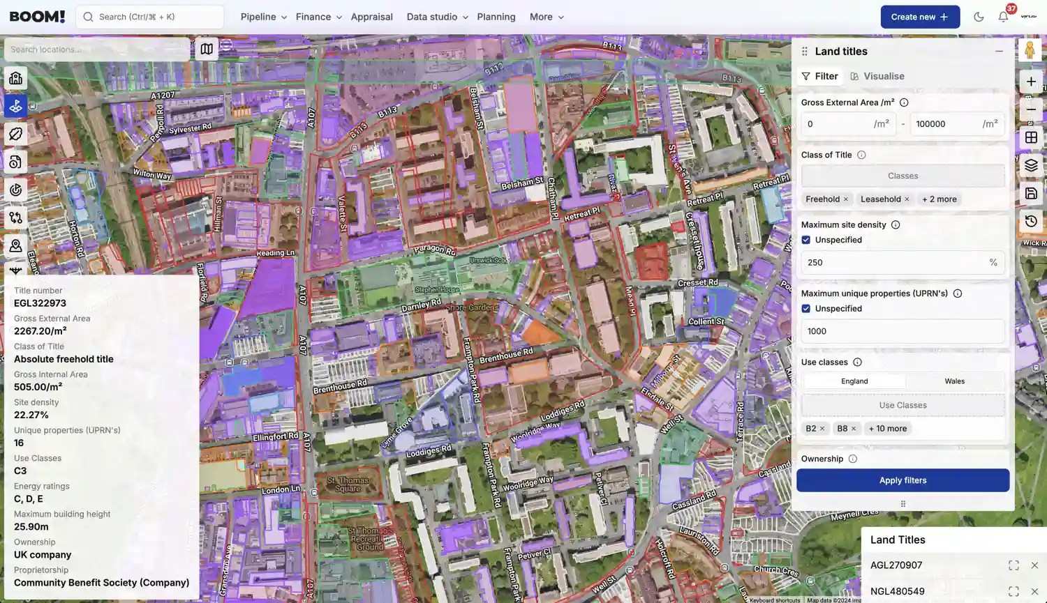 BOOM! Data Studio Land Titles screenshot light