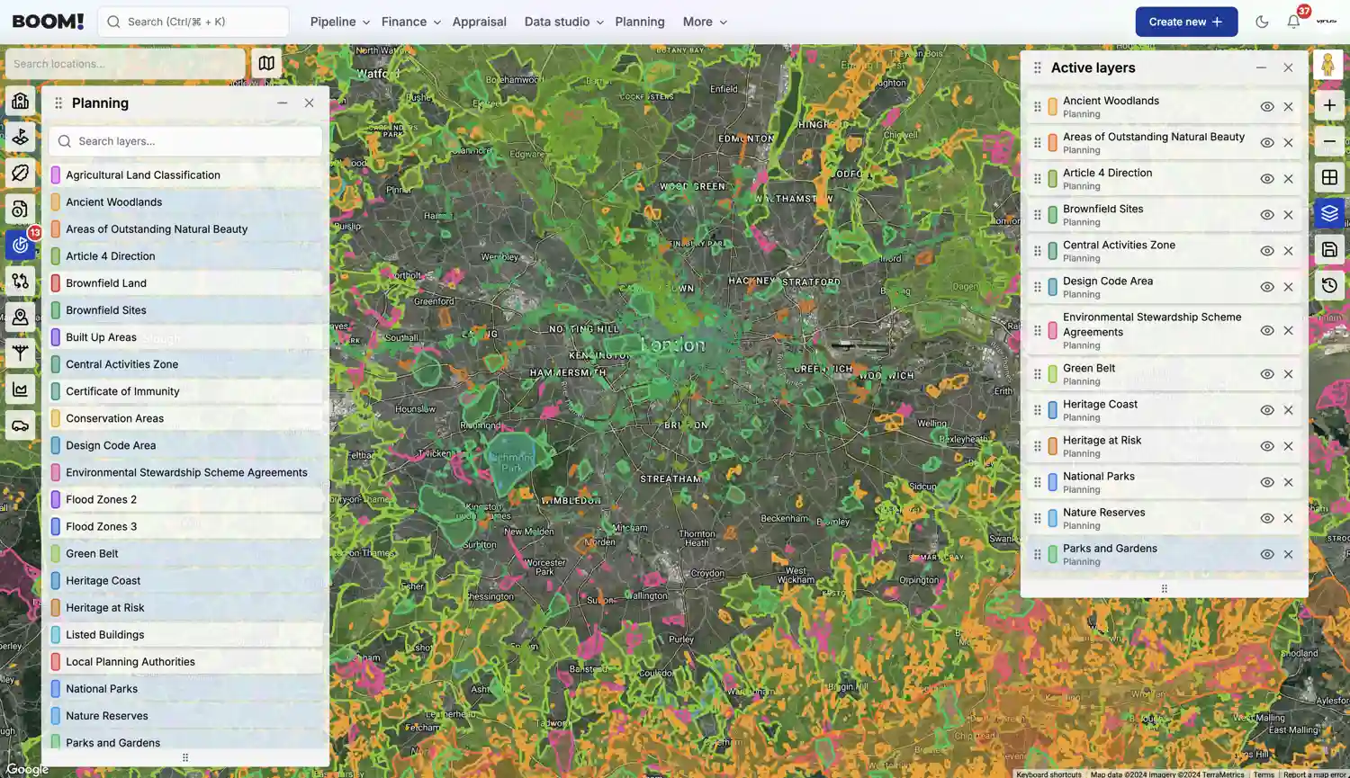 BOOM! Data Studio Planning screenshot light