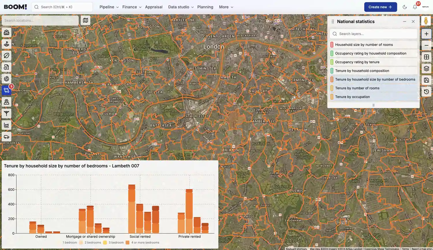 BOOM! Data Studio Statistics screenshot light