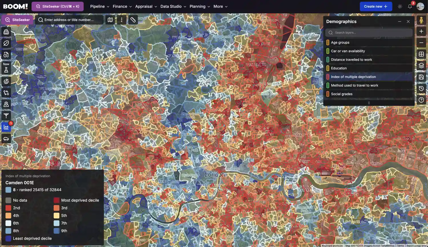 BOOM! Data Studio Demographics screenshot dark