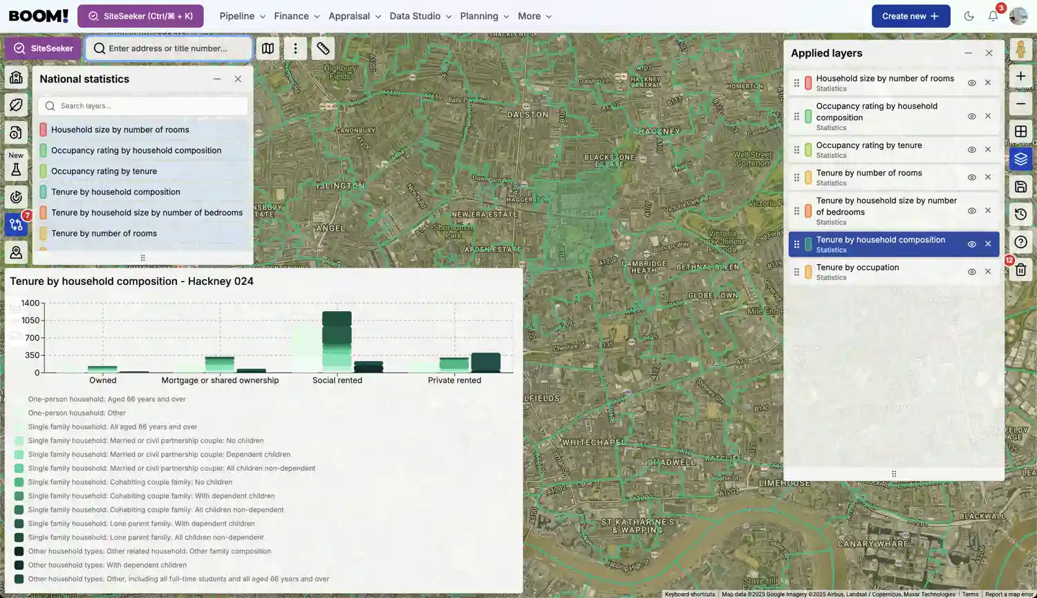 BOOM! Data Studio Statistics screenshot light